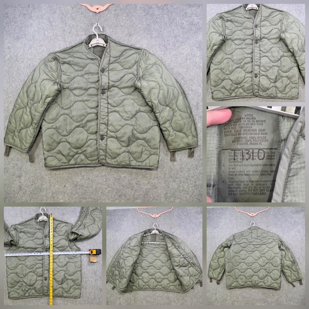 UNICOR Jacket Mens Large Green Quilted Liner Cold Weather Coat Army Military
